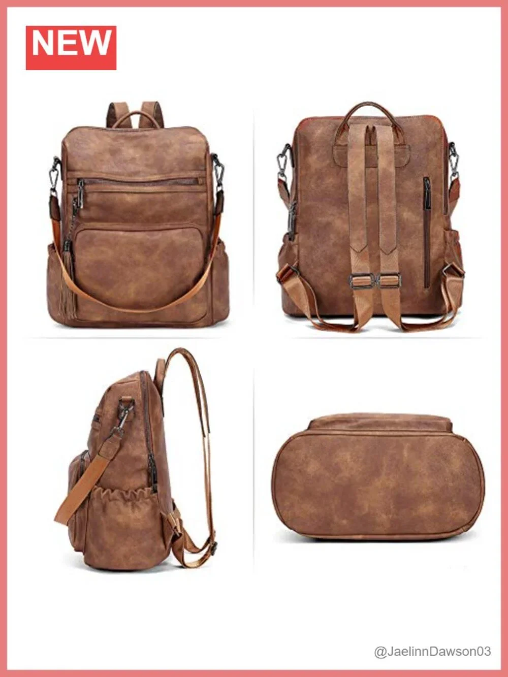Vegan Leather Backpack for Women Convertible Shoulder Bag Travel